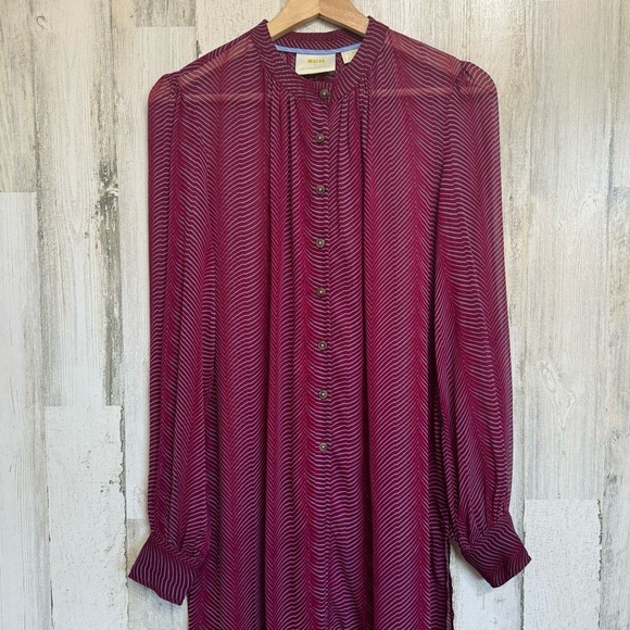 Anthropologie Maeve Imogen Long Sheer Button Front Tunic Top Size 6 - Picture 6 of 14